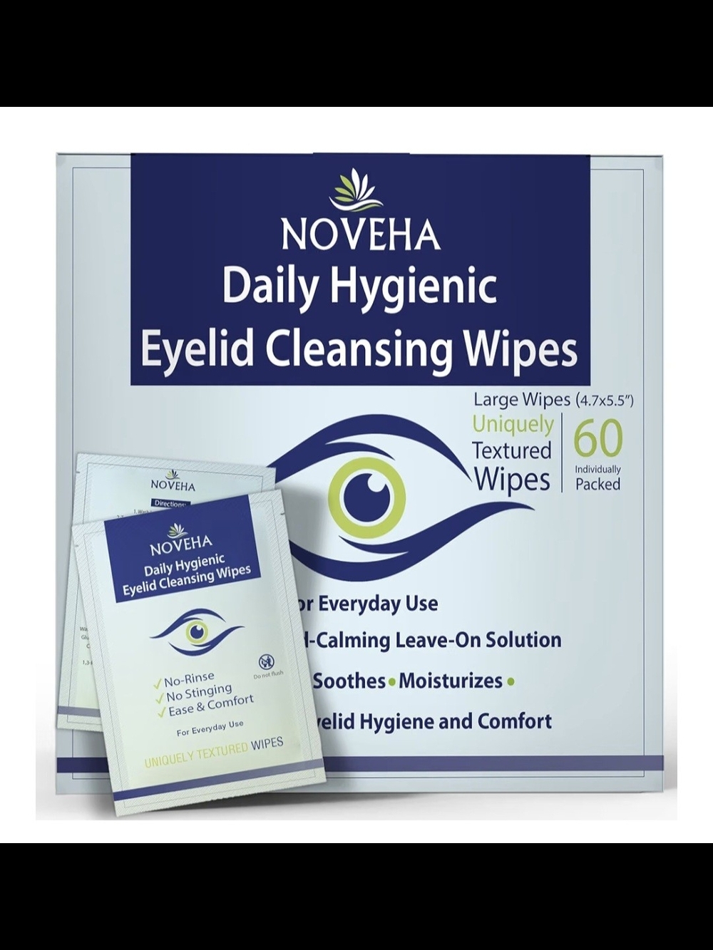 Noveha Daily Hygienic Eyelid and Lashes Cleansing Wipes – (60 Pack)